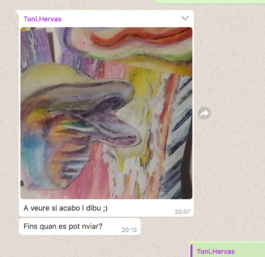  Captura de Pantalla de conversa amb Antoni Hervàs amb un dibuix: 