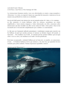  Experiencia Vibraera Nancy Villavicencio es un texto y una imagen de una ballena yubarta y su cría nadando bajo el oceano.